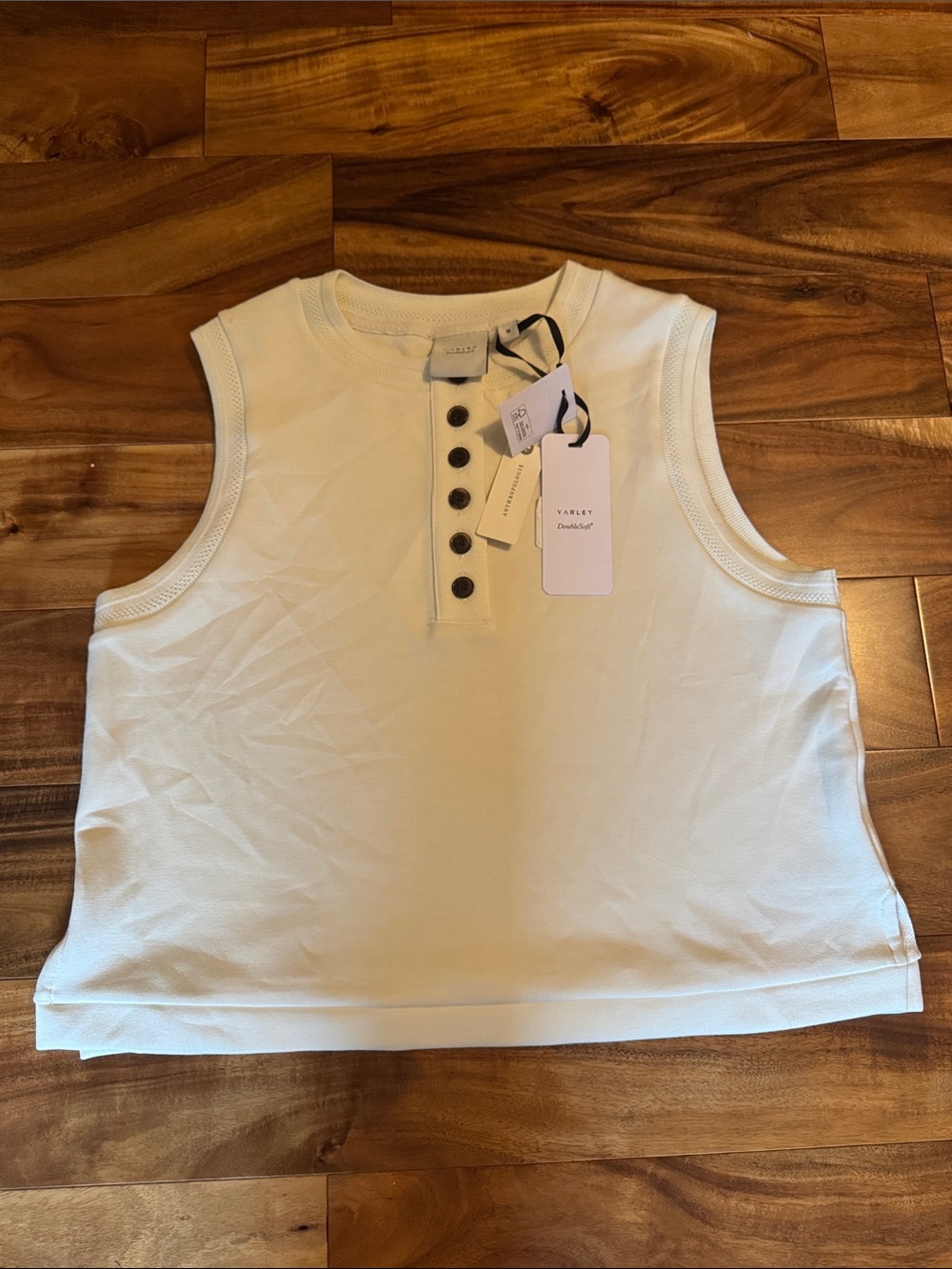 Varley Marla Ivory Button-Front Tank Top